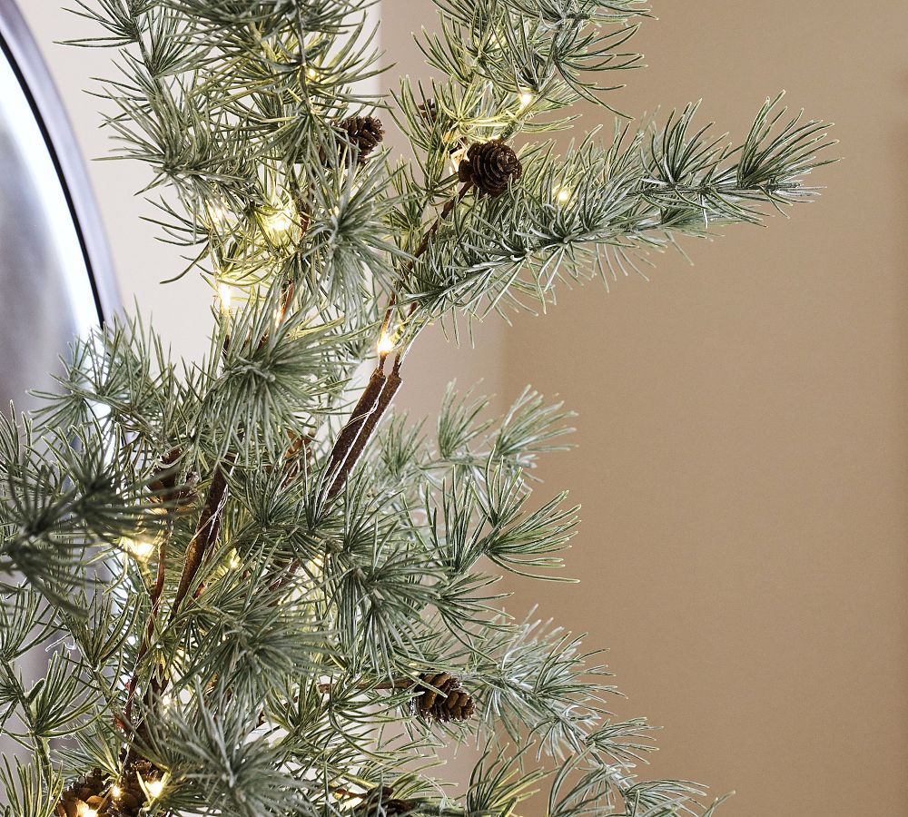 Lit Faux Frosted Pine Branch