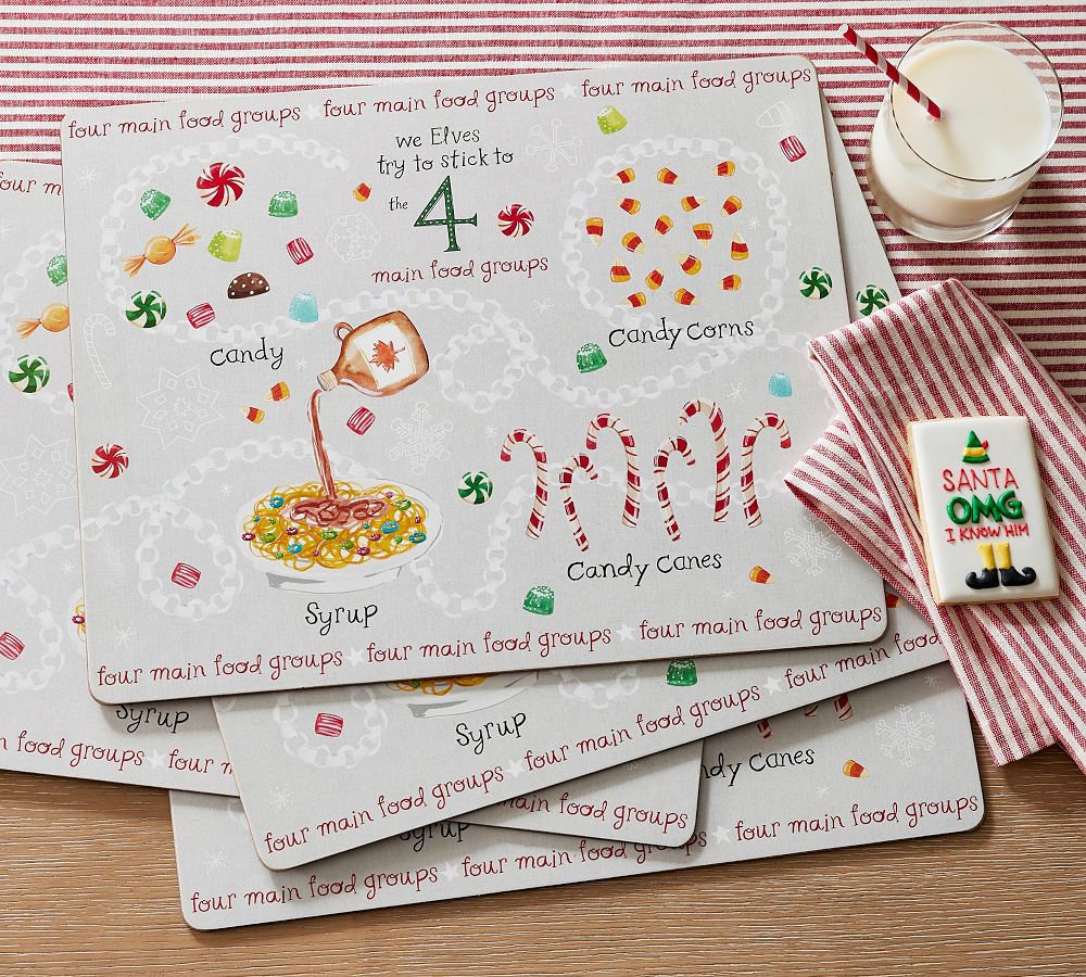 Elf Food Groups Cork Placemats - Set of 4 | Pottery Barn