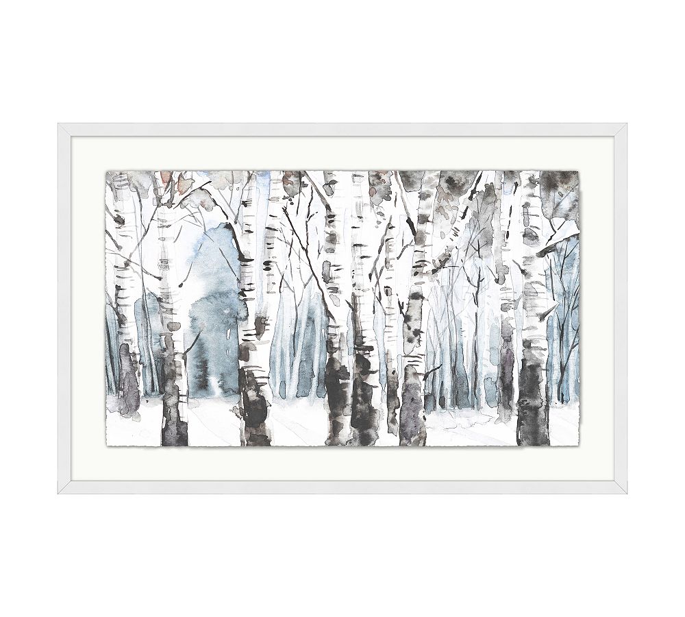 Aspens In Snow Framed Print