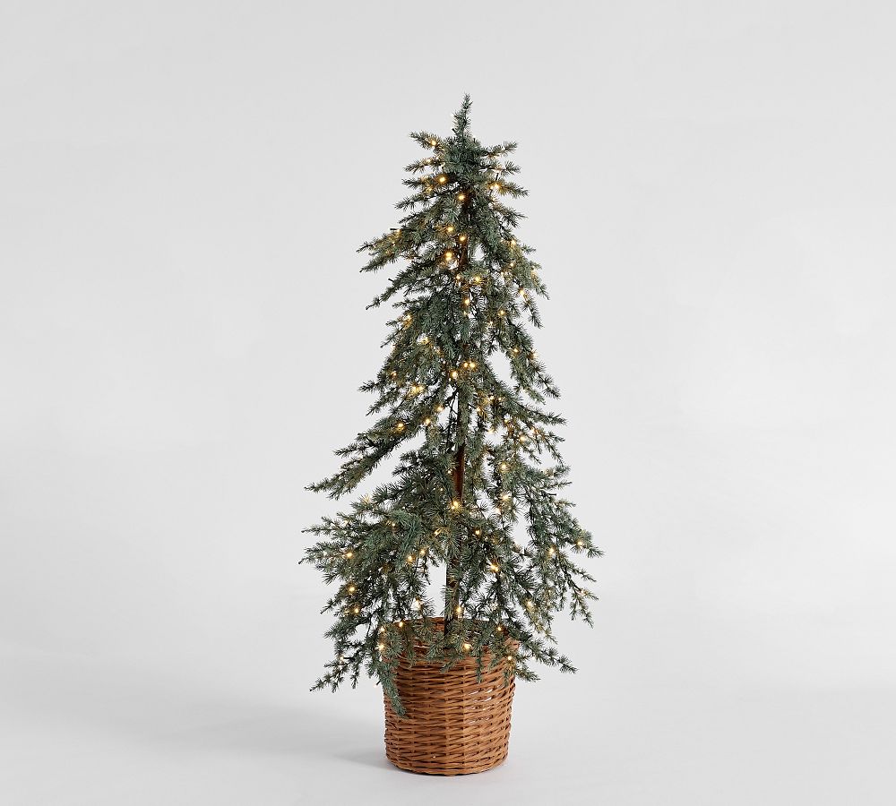 Lit Faux Draping Tree In Basket Pottery Barn