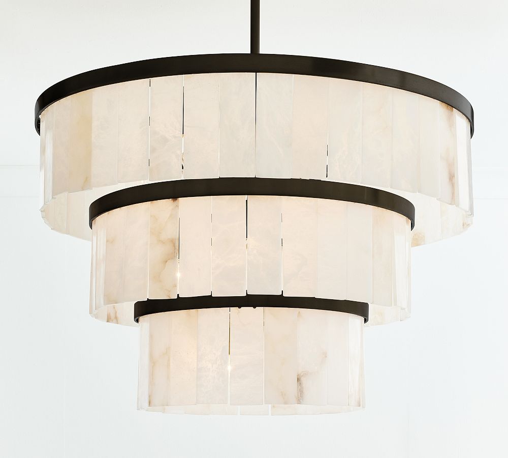 Windham Alabaster 3 Tier Chandelier | Pottery Barn
