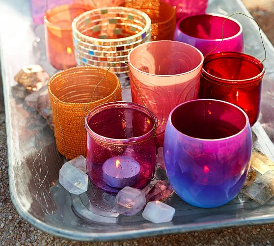 Pressed Milk Glass Votives Set of 4 Candle Holder Pottery Barn