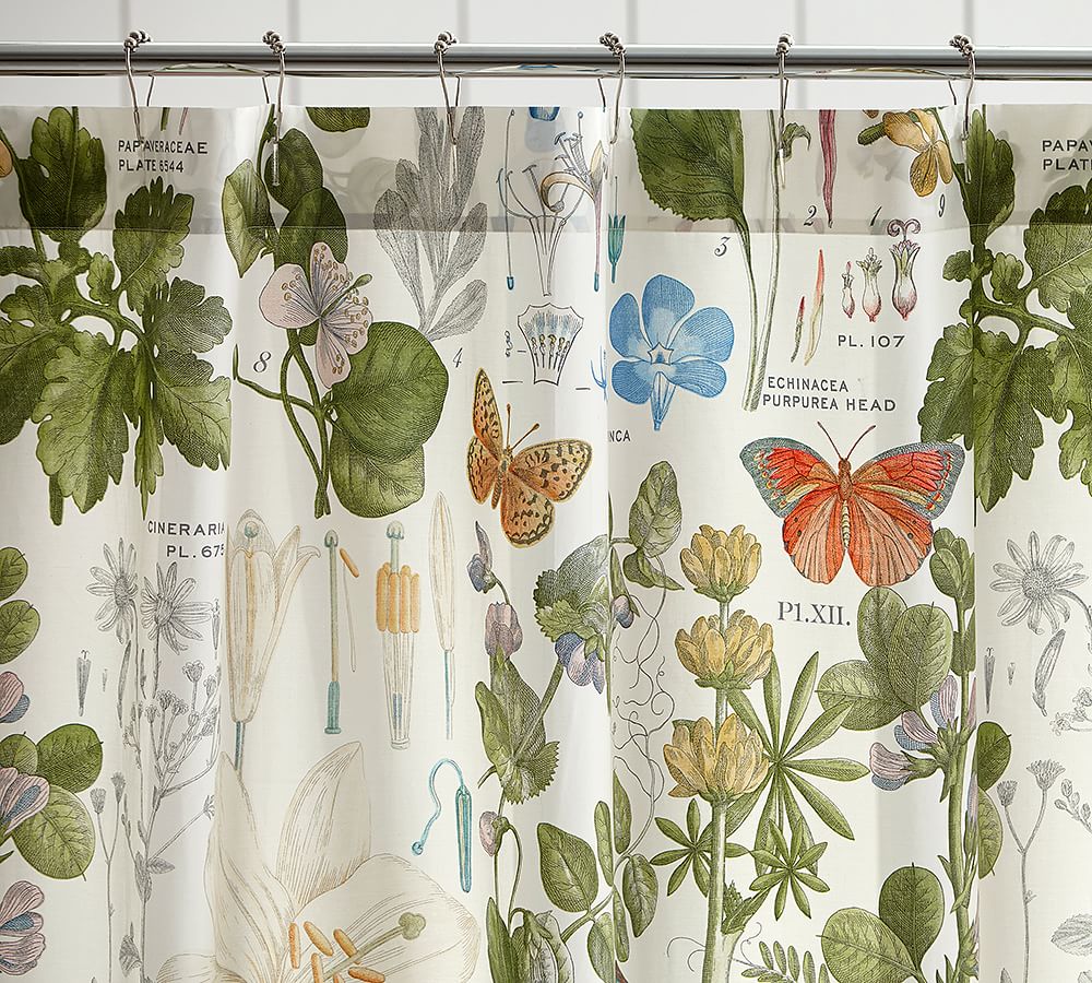 Poppy Botanical Organic Shower Curtain Pottery Barn