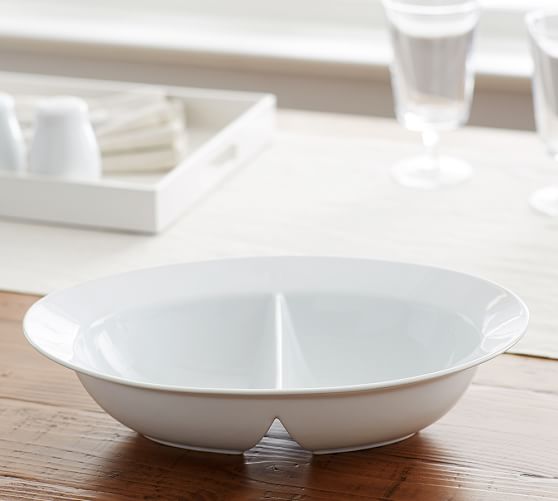 Better Homes & Gardens- Porcelain Oval-shape Divided Bowl, White