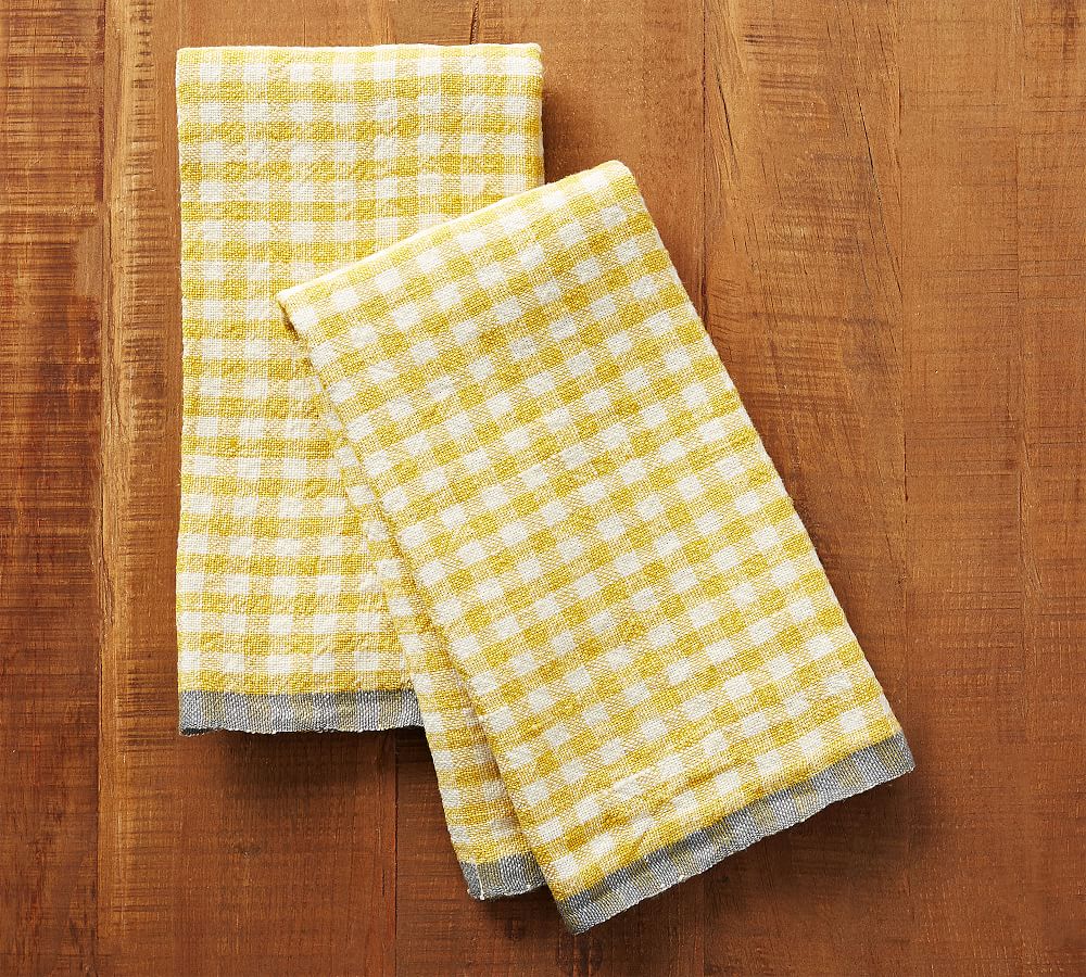 Caravan Gingham Towels - Set of 2 - Lime/Aqua