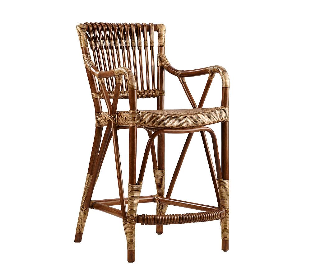 Blues Rattan Bar Stool Pottery Barn