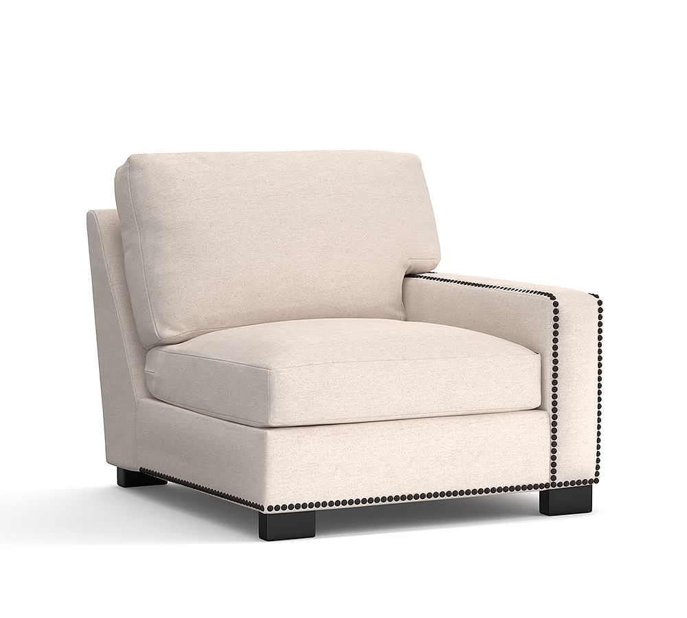 Build Your Own Turner Square Arm Upholstered Sectional with Nailheads Pottery Barn