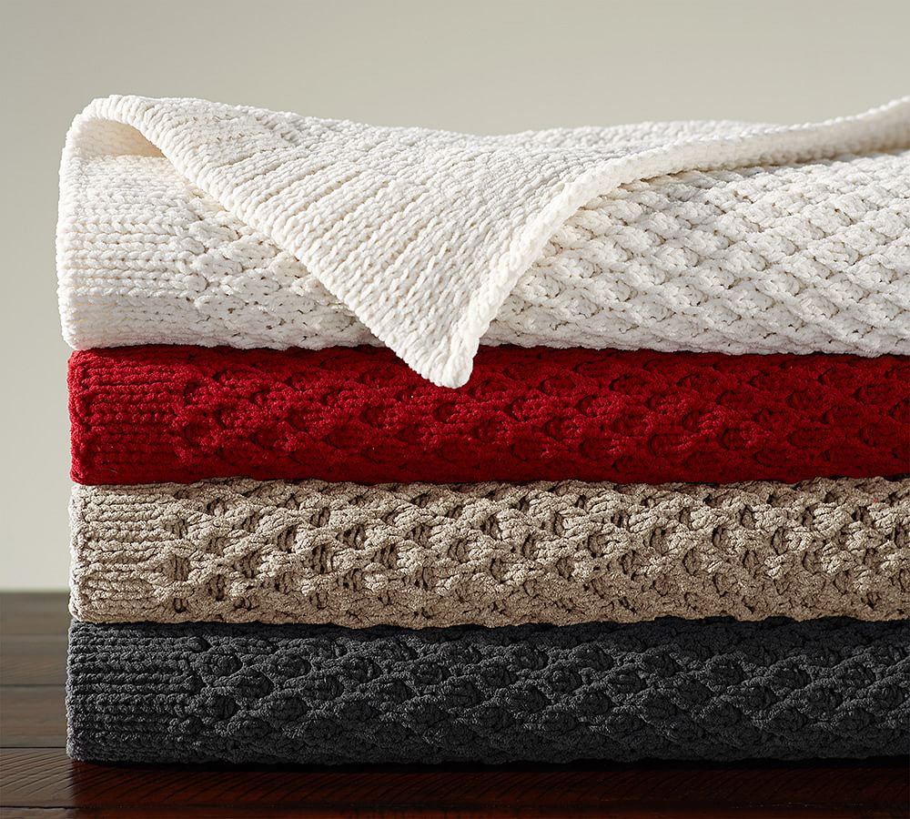 Birdseye Chenille Throw Blanket Pottery Barn