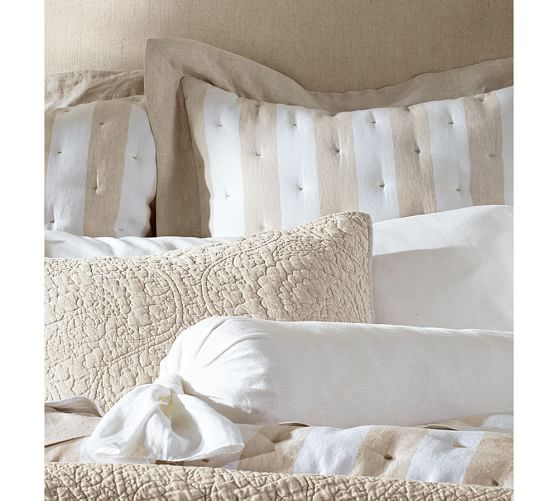 Linen Knot Bolster Decorative Pillow Cover Pottery Barn