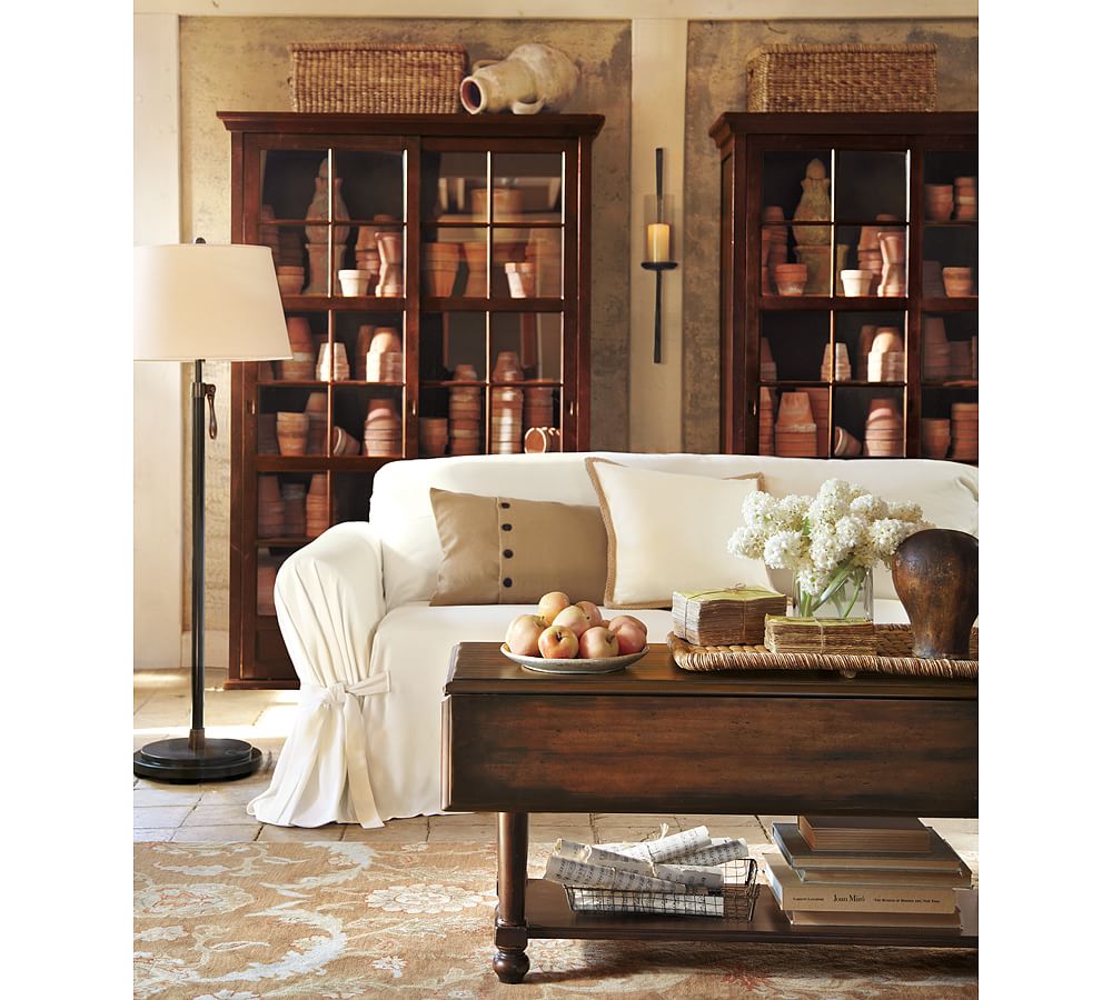 TieArm LooseFit Slipcover Twill Pottery Barn