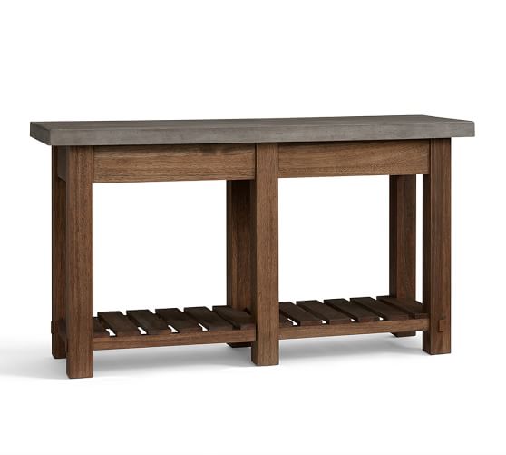 Abbott Concrete & Acacia Outdoor Console Table Pottery Barn
