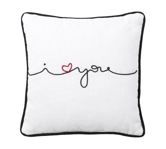 I Love You Embroidered Decorative Pillow Pottery Barn