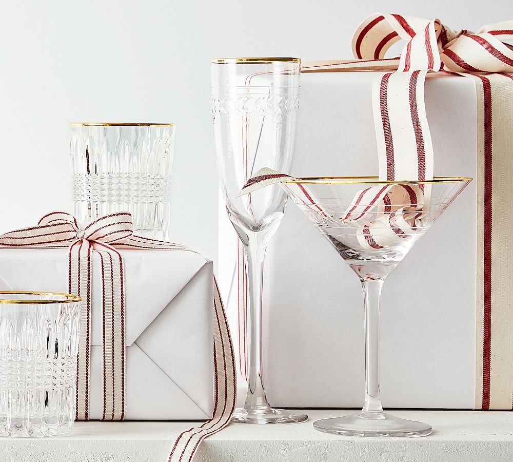 Pottery Barn Stripe Champagne Flutes - Set of 4