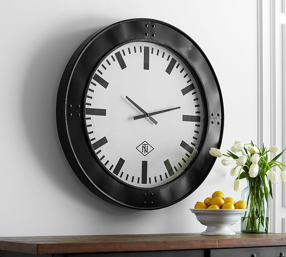 Oversized Black Rivet Wall Clock Pottery Barn