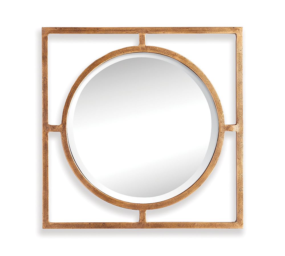 Charli Antique Gold Round Wall Mirror - 18"W