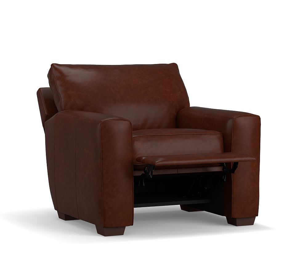 Pearce Square Arm Leather Recliner Pottery Barn