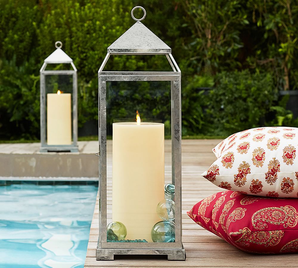 Malta Glass & Metal Lantern Galvanized Finish Pottery Barn