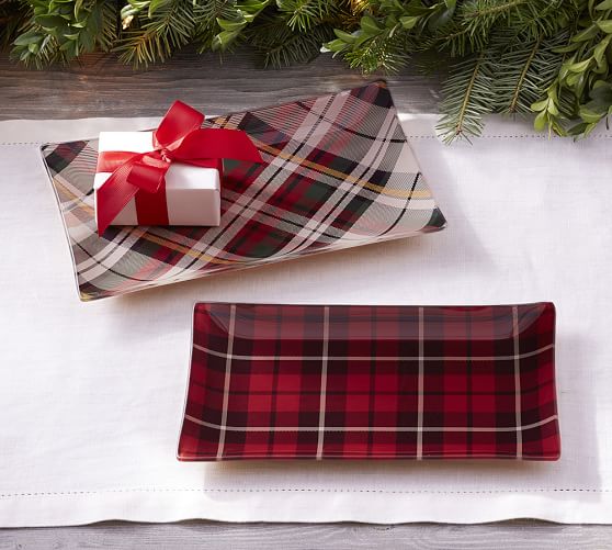 Large Plaid Decoupage Decorative Tray Pottery Barn