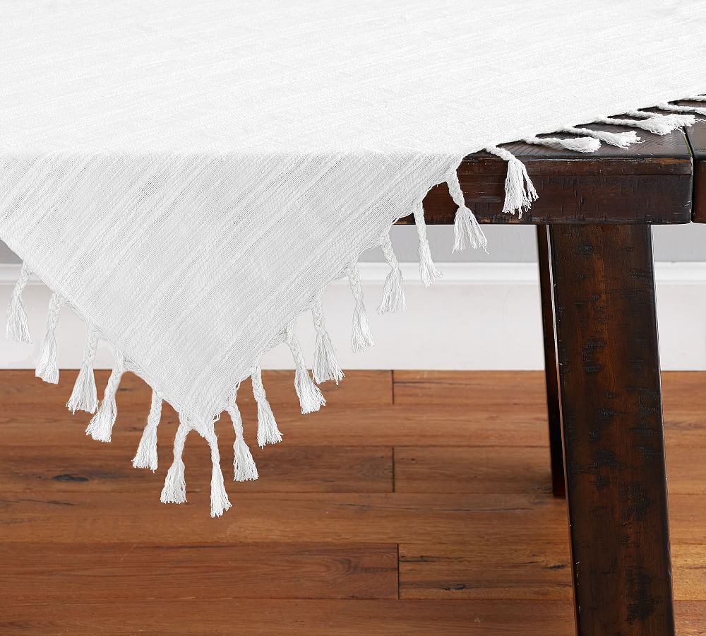 Washed Tassel Table Throw | Pottery Barn