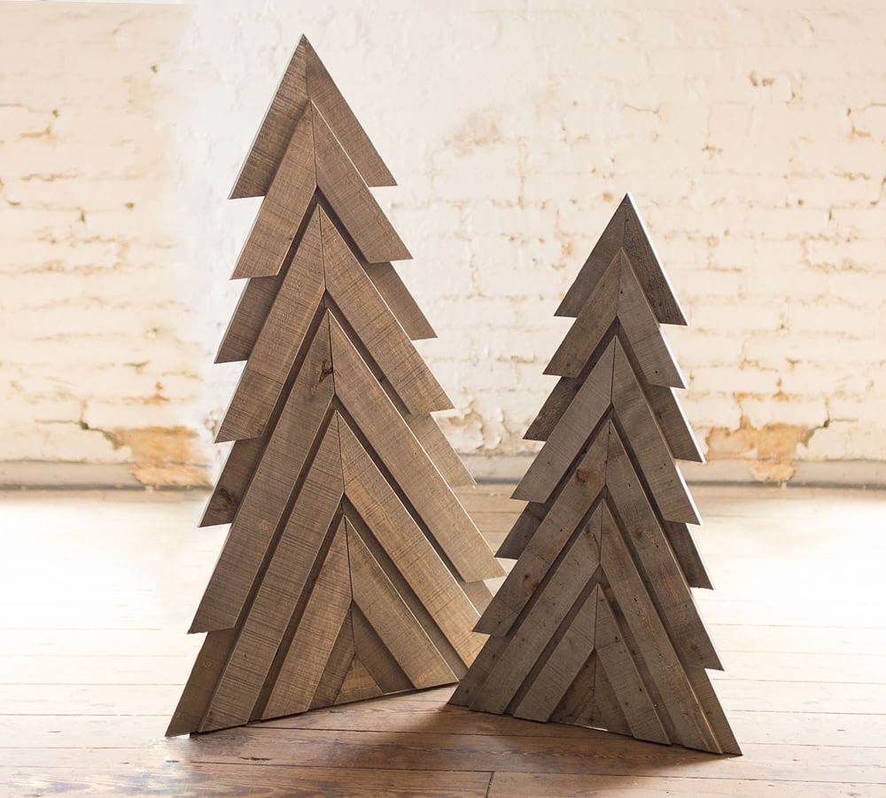 Rustic Wooden Christmas Trees, Set of 2 Pottery Barn