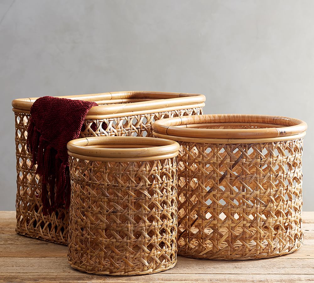 Abel Open Weave Rattan Storage Baskets Pottery Barn