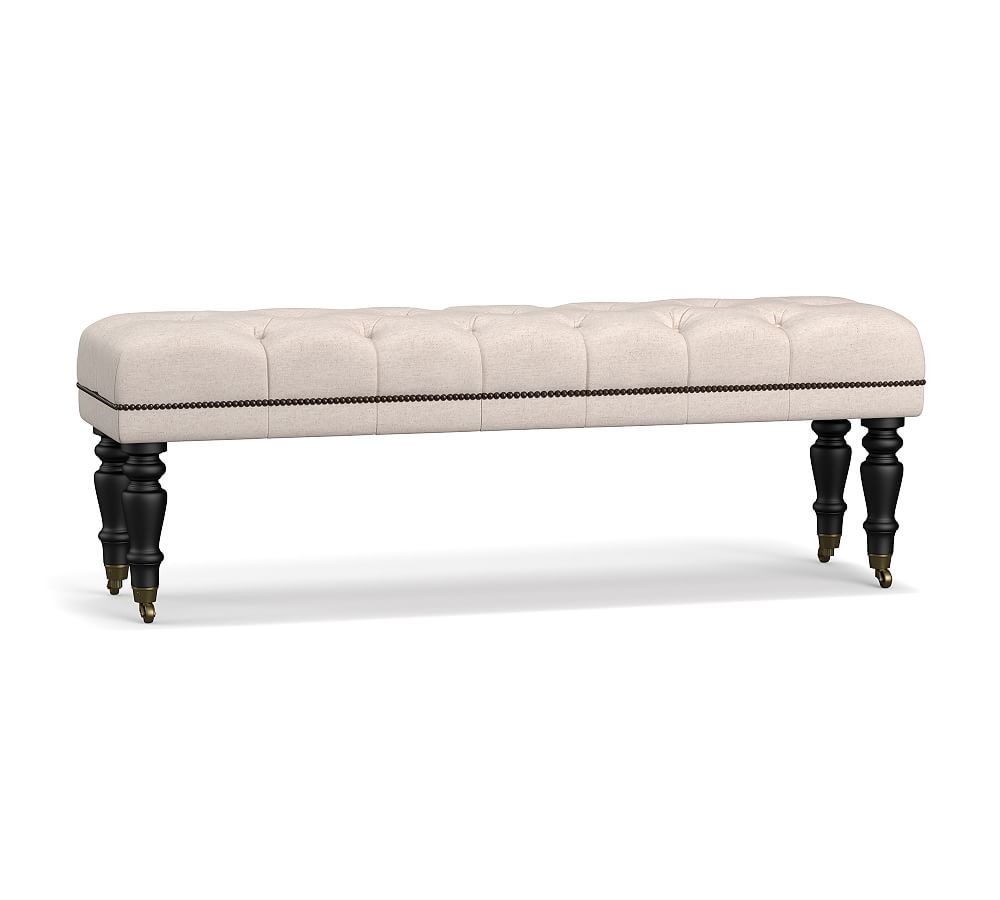 Raleigh Tufted Upholstered Queen Bench Pottery Barn