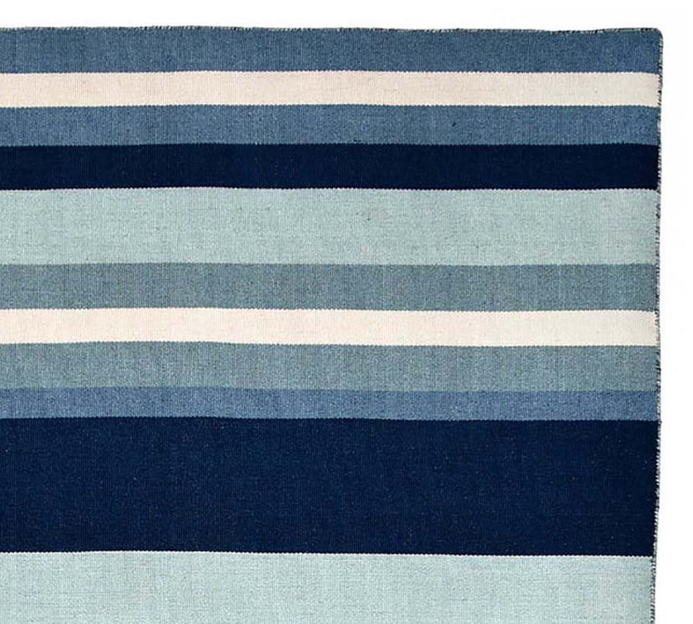 Beverly Rug Blue Striped Indoor Outdoor Rug, Outside Carpet for