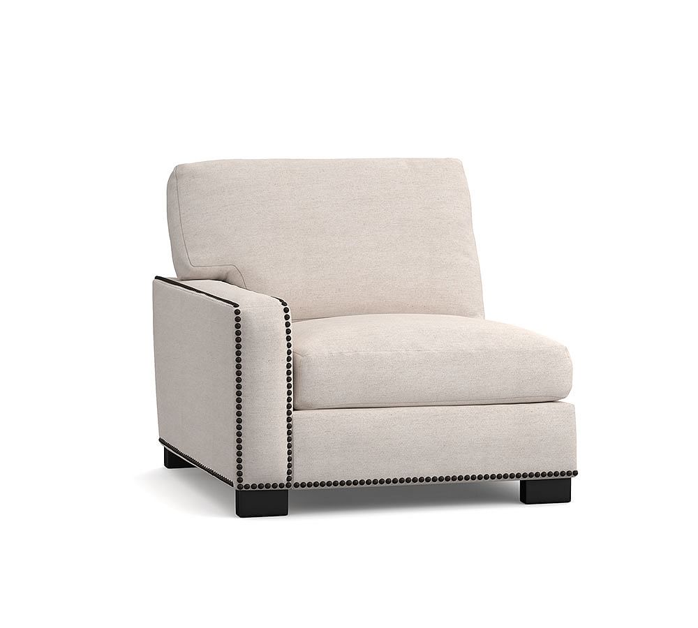 Build Your Own Turner Square Arm Upholstered Sectional with Nailheads Pottery Barn