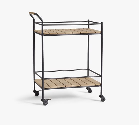 Tulum Acacia Outdoor Bar Cart Pottery Barn