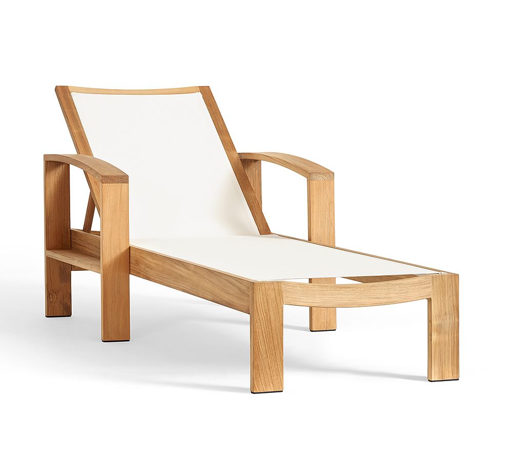 Madera Teak Mesh Single Outdoor Chaise Lounge Pottery Barn