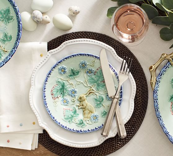 Majolica Bunny Salad Plate, Set of 4 Pottery Barn