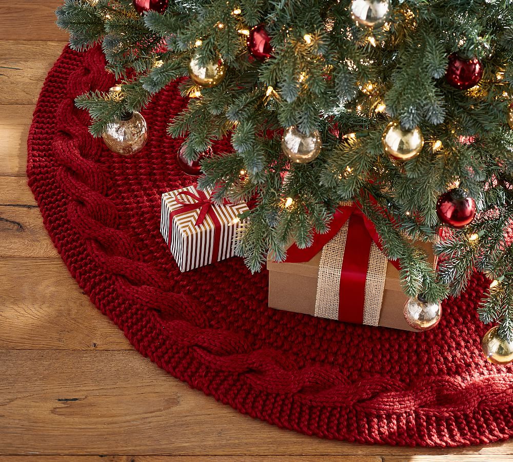 Chunky Cable Knit Tree Skirt Pottery Barn