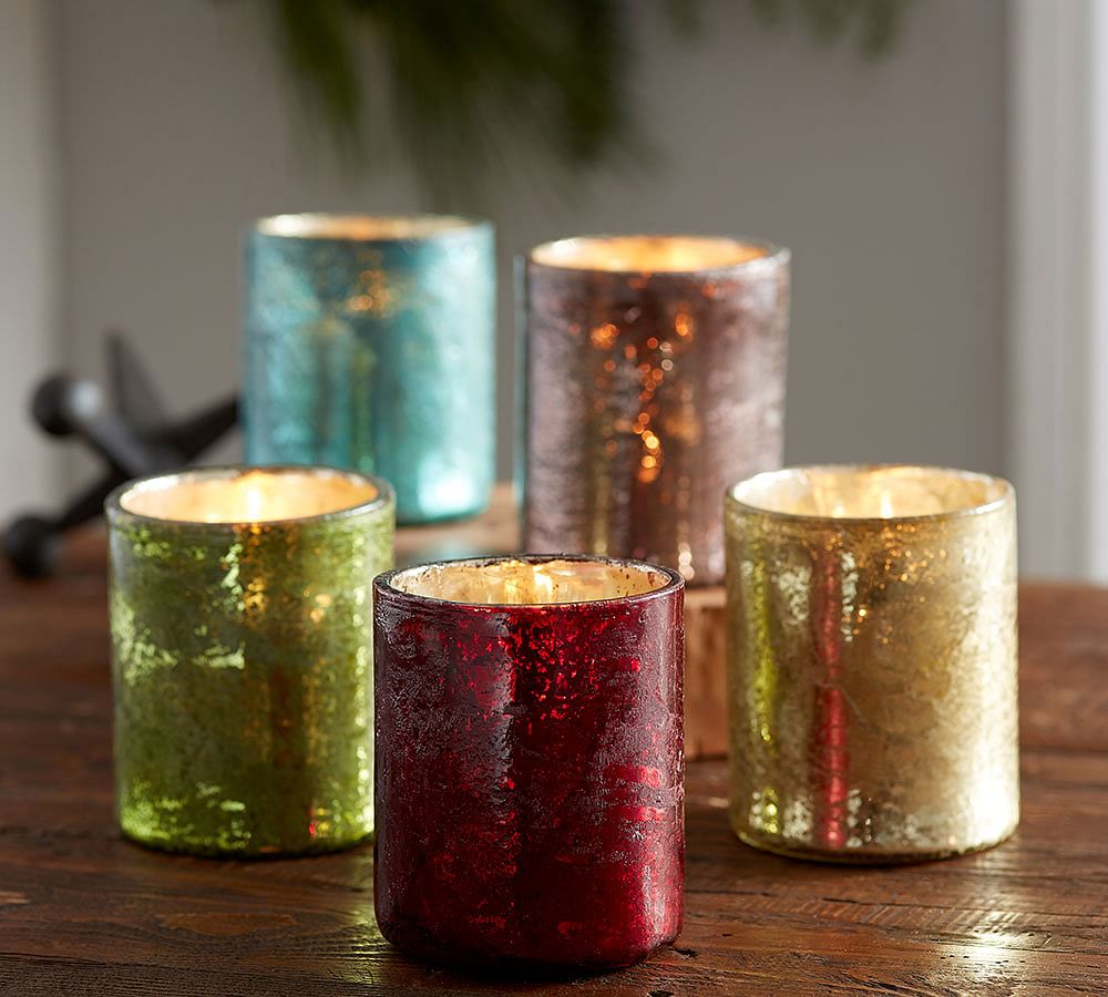 Washed Jewel Tone Votive Cup Set of 5 Candle Holder Pottery Barn