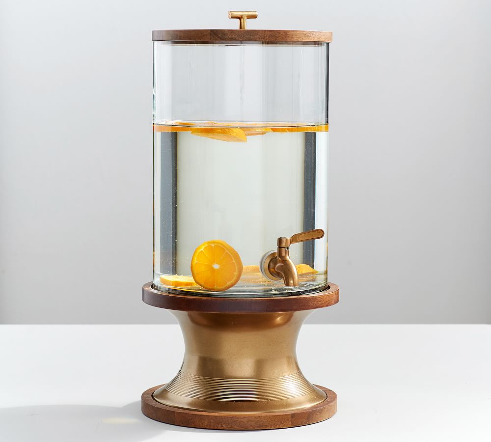 Glass and Acacia Wood Drink Dispenser with Stand by World Market