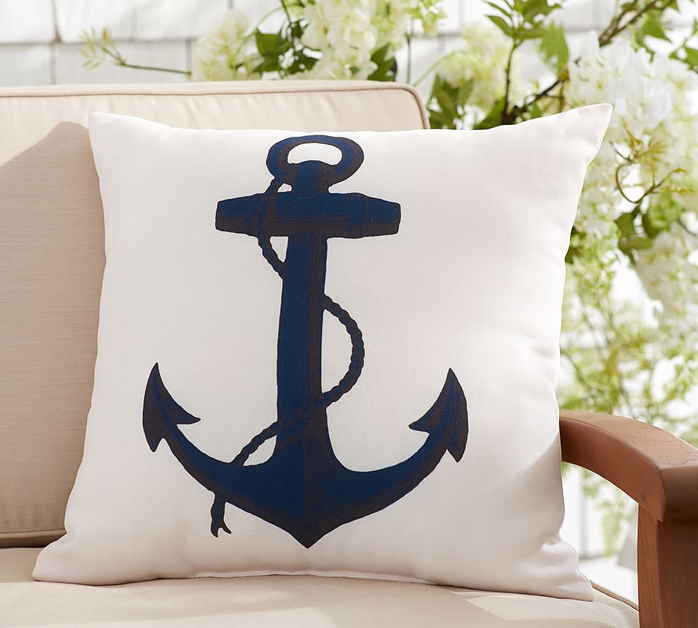 Anchor Icon Outdoor Throw Pillow Pottery Barn