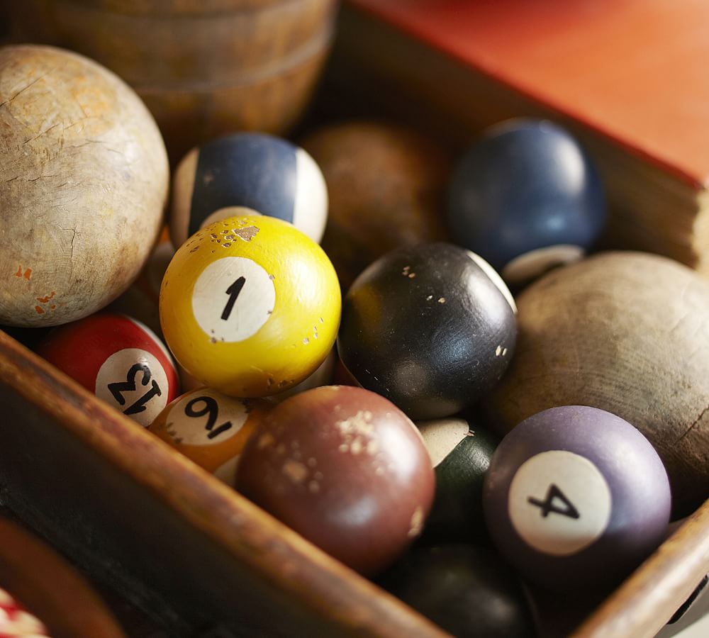 14 Vintage Pool Balls Retro Rustic Home Decor Incomplete 