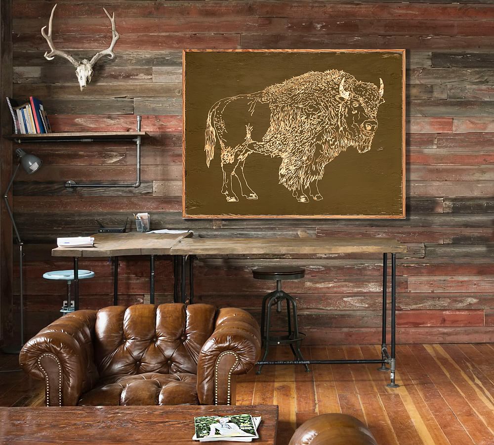 Buffalo Carved Wood Wall Art | Pottery Barn