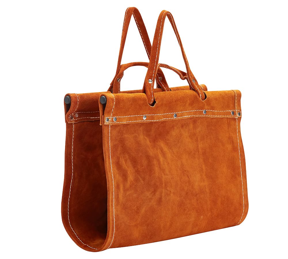 Leather Log Carrier Pottery Barn