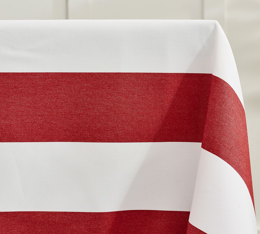 Sunbrella® Awning Stripe Outdoor Tablecloth Pottery Barn