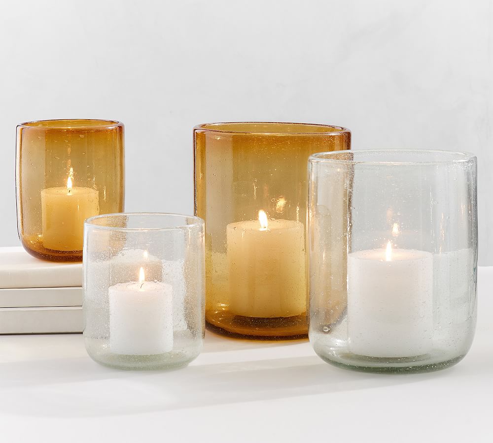 Recycled Bubble Glass Hurricanes - Clear | Candle Holder | Pottery Barn