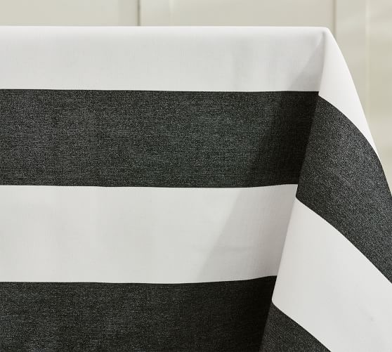 Sunbrella® Awning Stripe Outdoor Tablecloth Pottery Barn