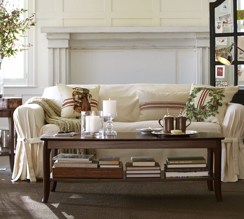 Twill Tie-Arm Loose-Fit Slipcover | Pottery Barn
