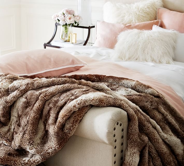 Pottery barn ombre faux fur throw new arrivals