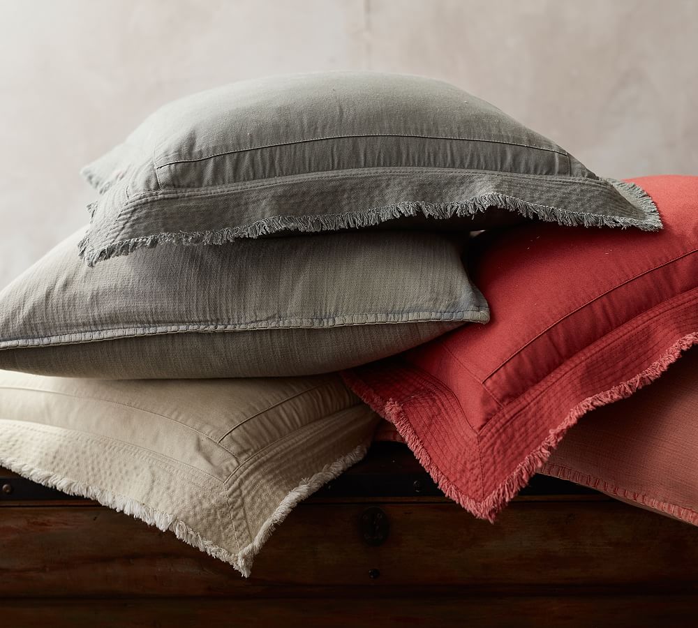 Washed Twill Flange Pillow Cover Pottery Barn