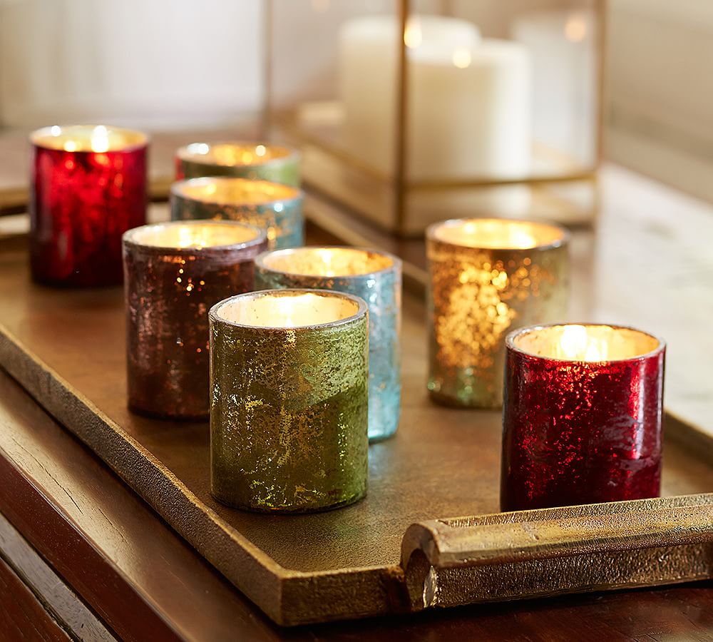 Washed Jewel Tone Votive Cup Set of 5 Candle Holder Pottery Barn