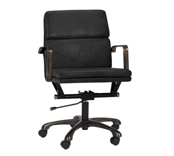 Nash Faux Leather Swivel Desk Chair | Pottery Barn