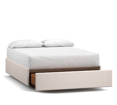 Upholstered Platform Bed with Footboard or Side Storage | Pottery Barn