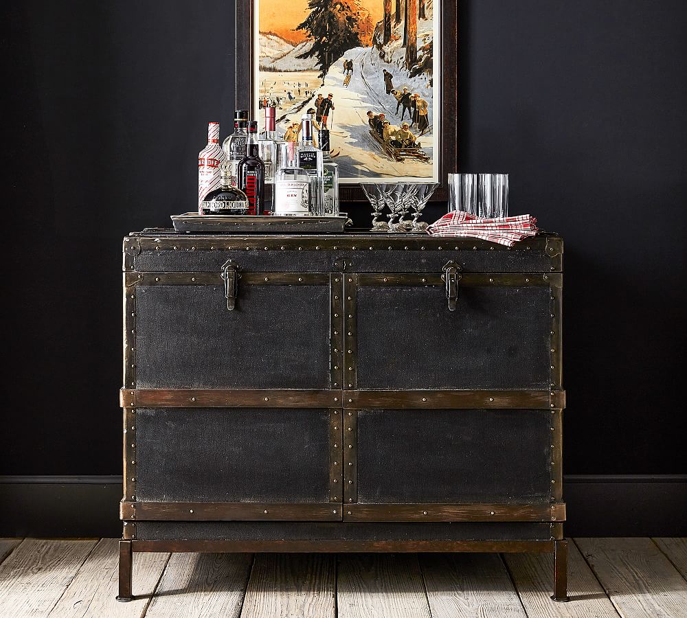 Travel Trunk Style Wine and Cocktail Cabinet-89