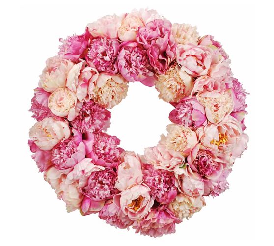 Faux Peony Wreath Pottery Barn