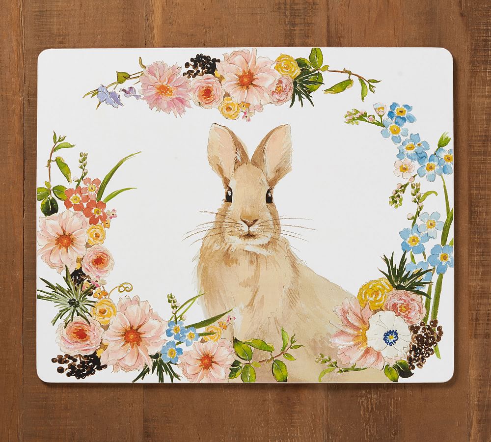 Floral Bunny Cork Placemat Pottery Barn